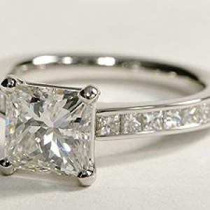 Channel Set Princess Cut Diamond Engagement Ring in Platinum