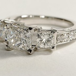 Three Stone Pave Diamond Ring in Platinum (1/4 ct. tw.)