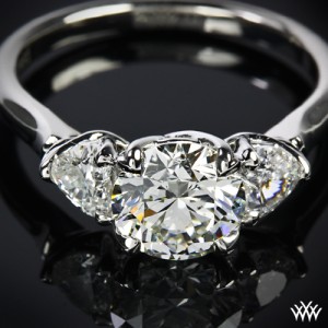 Custom W-Prong 3 Stone Diamond Engagement Ring