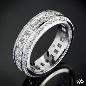 Custom Full Eternity Asscher Diamond Wedding Ring
