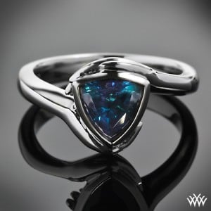 Custom Blue Sapphire Trillion Solitaire Engagement Ring