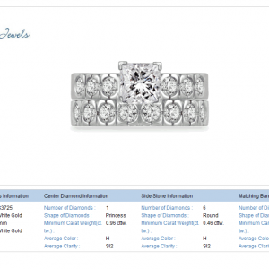 Media 'Princess Diamond Ring in 18K White Gold with Matching Bridal Set (2 1/8 cttw.)' in category 'B2C Jewels'