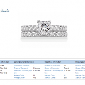 Media '18K White Gold Matching Bridal Ring Set With Princess Cut Center Diamond (1 3/4 cttw.)' in category 'B2C Jewels'