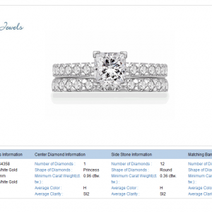 18K White Gold Matching Bridal Ring Set With Princess Cut Center Diamond (1 3/4 cttw.)