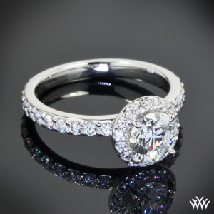 Custom Platinum Halo Diamond Engagement Ring