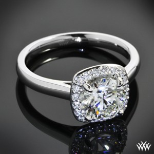 Custom 4 Prong Halo Solitaire Engagement Ring