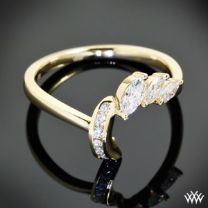 Custom Yellow Gold Marquise and Round Diamond Ring Guard