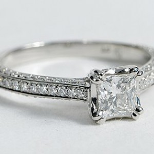 Heirloom Micropave Diamond Engagement Ring in Platinum (1/3 ct. tw.)