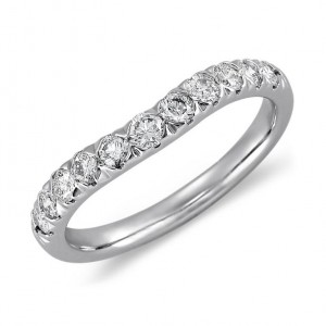 Curved Pave Diamond Ring in Platinum 0.50ctw
