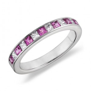 Media 'Channel Set Princess Cut Pink Sapphire and Diamond' in category 'Blue Nile'