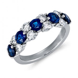 Classic Sapphire and Diamond Garland Ring