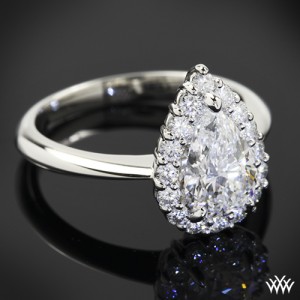 Custom Pear Halo Solitaire Engagement Ring