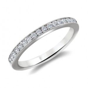 Milgrained Micropavé Diamond Ring in Platinum .20