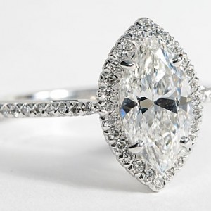 Marquise Cut Halo 18k White Gold