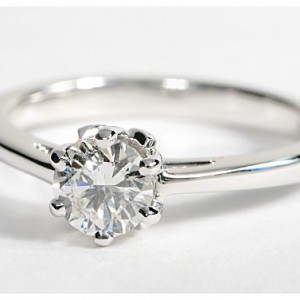 Leaf Solitaire Engagement Ring in 14k White Gold