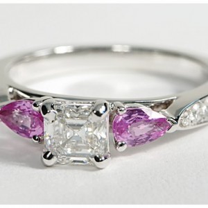 Pear Shape Pink Sapphire and Pave Diamond Setting