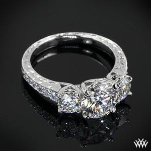 Custom 3 Stone Trellis Engagement Ring