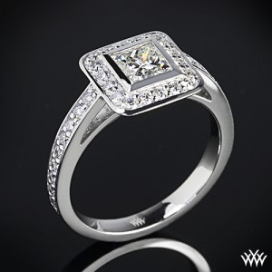 Custom Princess Halo Diamond Engagement Ring