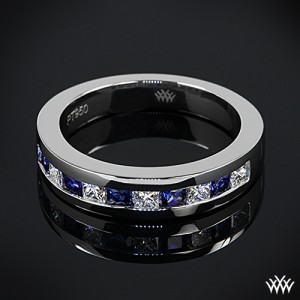 Channel Set Diamond and Sapphire Diamond Wedding Ring