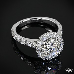 Custom 4 Prong Halo Diamond Engagement Ring