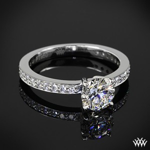 Custom 4 Prong Channel Bead-Set Diamond Engagement Ring