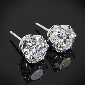 Custom 6 Prong Basket Diamond Earrings
