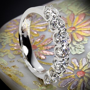 Custom 7 Stone Shared Prong Diamond Wedding Ring