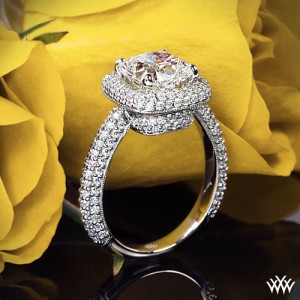 Custom Halo Pave Diamond Engagement Ring