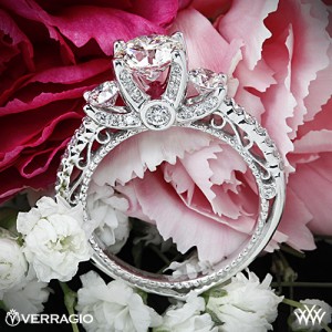 Verragio Beaded Shared-Prong 3 Stone Engagement Ring for Whiteflash