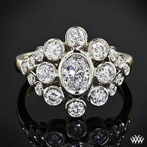 Custom Full Bezel Milgrain Diamond Engagement Ring