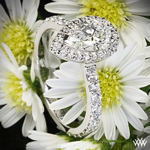 Custom Pear Halo Diamond Engagement Ring