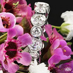 Custom Full Bezel Alternating Diamond Wedding Ring