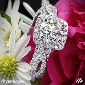 Verragio 4 Prong Cushion Halo Diamond Engagement Ring for Whiteflash