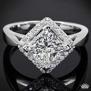 Custom Square Halo Solitaire Engagement Ring