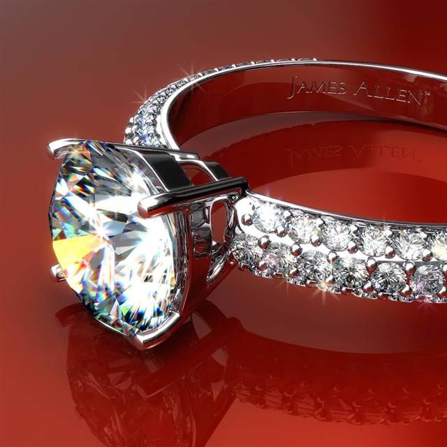 11115 - Pave Set Rounded Diamond Engagement Ring