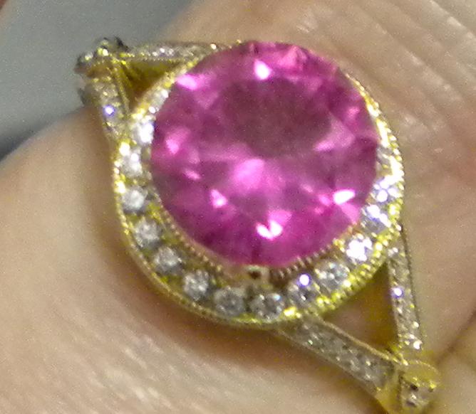 18K Custom LOGR with 9mm sleepy Rubellite tourmaline (not set)