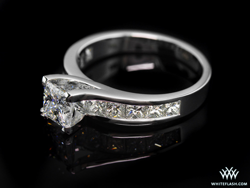18k White Gold Diamond Engagement Ring with "Sweeping Wave" Head Design