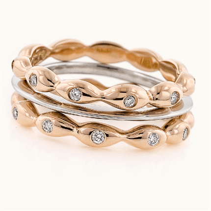 18kt White & Rose Gold "Thin Seed/Knife Edge" Wedding Set by Amy Levine