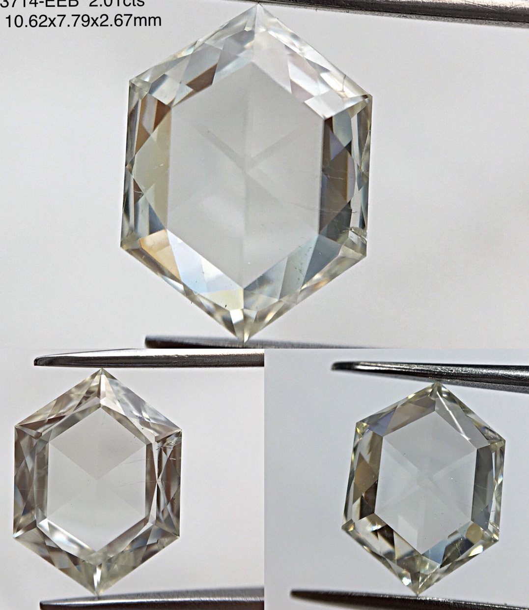2.01CT ROSE CUT HEXAGONAL J SI1 NONE CERT