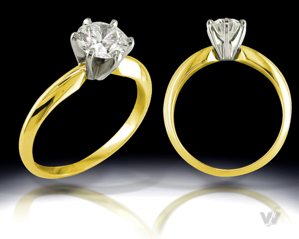 6-Prong "Tiffany" Style - 18k Yellow Gold