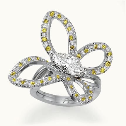 .87ct White & Fancy Yellow Open Butterfly