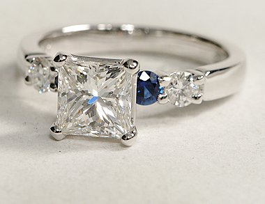 Bella Sapphire and Diamond Engagement Ring in 18k White Gold (1/5 ct. tw.)