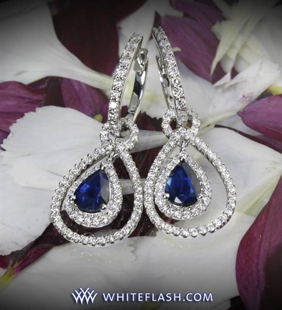 Blue Sapphire and Diamond Drop Earrings