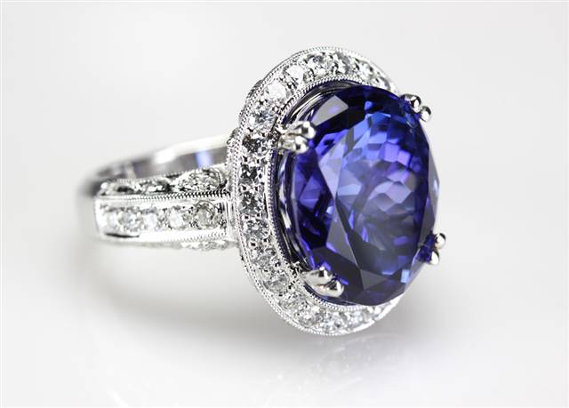 Blue Sapphire Diamond Engagement Ring