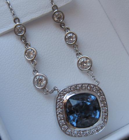 Blue spinel w/ Diamonds Custom WF Necklace