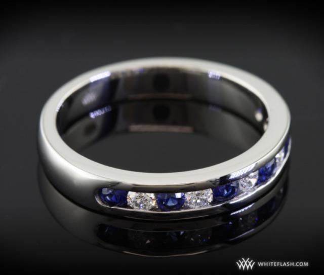 Channel set Diamond and Sapphire Wedding Band