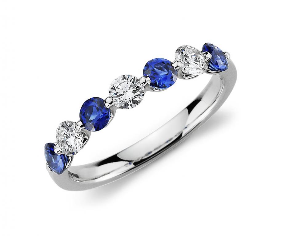 Classic Floating Sapphire and Diamond Ring in Platinum