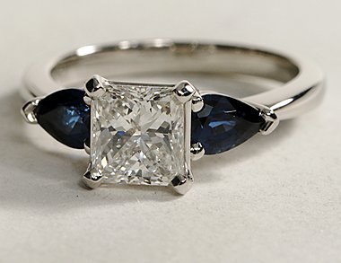 Classic Pear Shaped Sapphire Engagement Ring in Platinum for Larger Diamonds