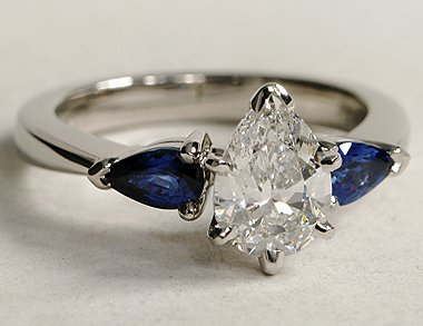 Classic Pear Shaped Sapphire Engagement Ring in Platinum