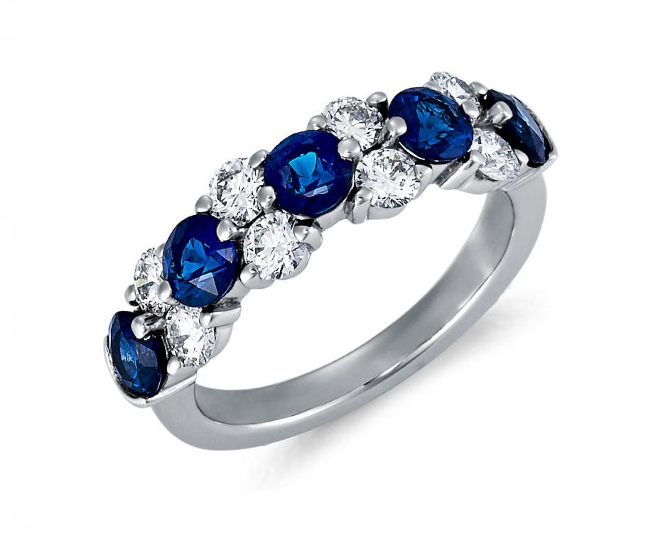 Classic Sapphire and Diamond Garland Ring